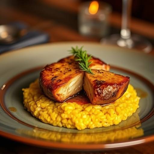 Braised Osso Buco served with saffron risotto.